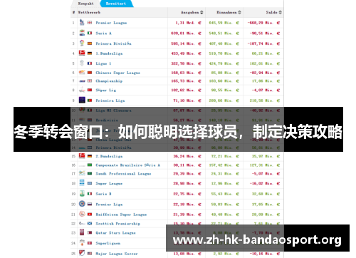 冬季转会窗口：如何聪明选择球员，制定决策攻略