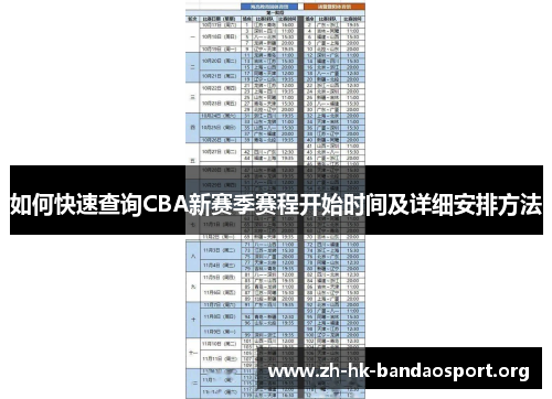 如何快速查询CBA新赛季赛程开始时间及详细安排方法